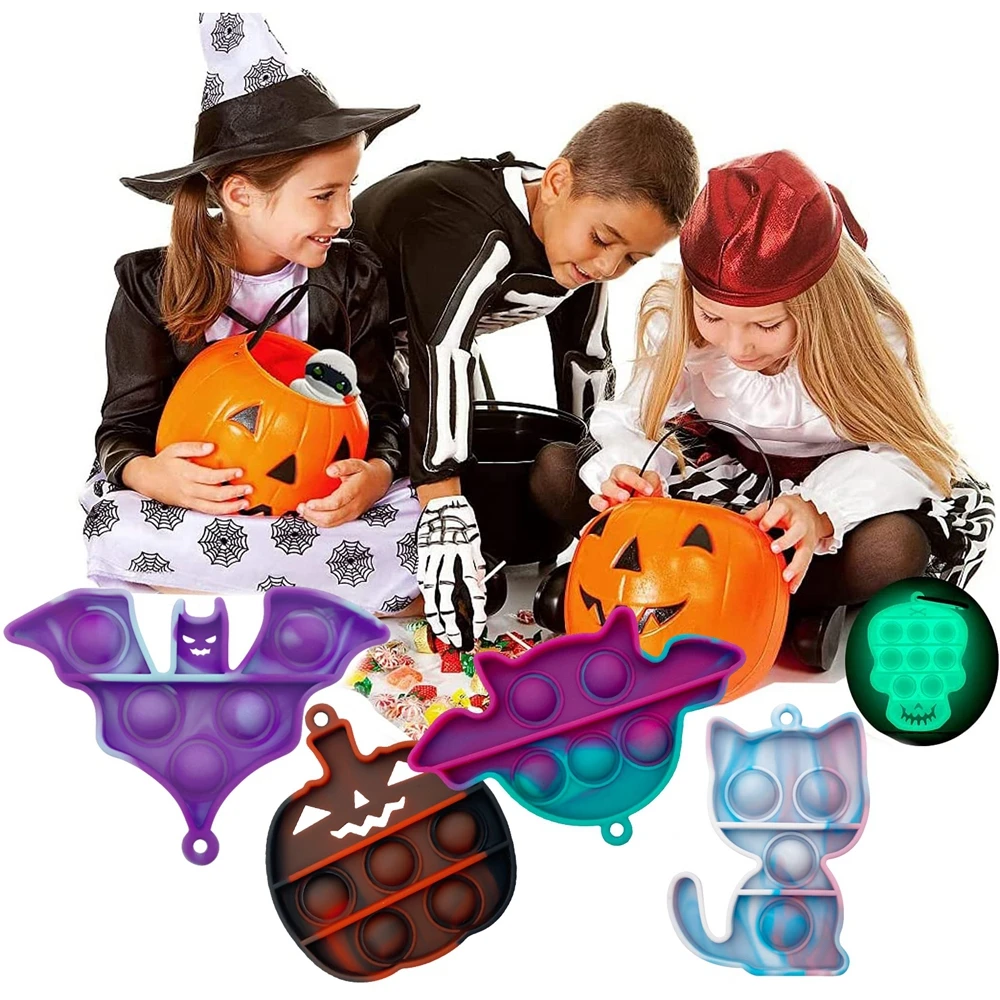 Play 12Pcs Halloween Mini Push Pop Bubble Fidget Toy Halloween Play Keychain Bub - £26.50 GBP