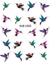 Nail Art Water Transfer Stickers Decals pink green purple birds KoB-1505 - £2.43 GBP