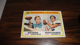1978 Topps #331 1977 NFL Pass Leaders Roger Staubach Cowboys Bob Griese Dolphins - £10.51 GBP