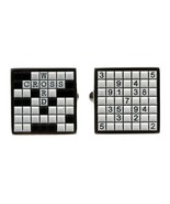 SUDOKU AND CROSSWORD PUZZLE CUFFLINKS Word Game NEW w GIFT BAG Wedding G... - £9.34 GBP