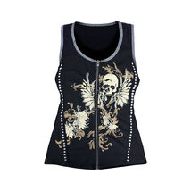 Skull Ladies Skull and Wings Black Tank Top with Zipper and Studs - 354270 - $246.15 CAD