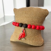 Red Howlite, Volcanic Rock and Cardinal Bracelet NIB - £10.60 GBP