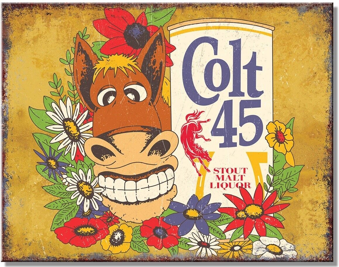 Primary image for Colt 45 Malt Liquor Beer Logo Retro Bar Pub Man Cave Wall Décor Metal Tin Sign