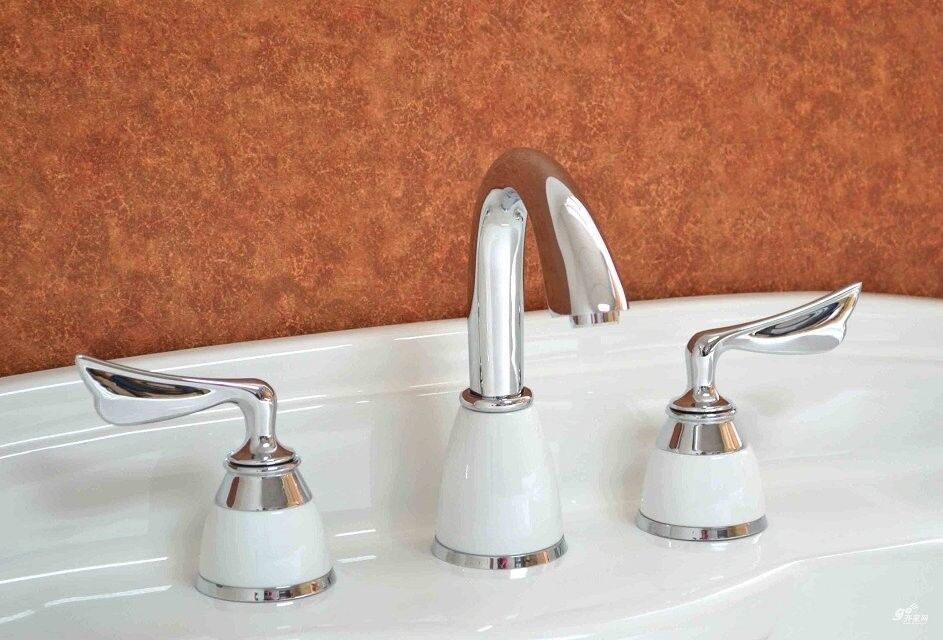 Chrome and white 8&quot; widespread bathroom Lav Sink faucet mixer tap 3 Holes - $107.91