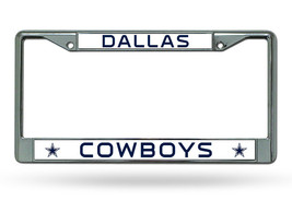 NFL Dallas Cowboys Chrome License Plate Frame Thin Raised Letters by Rico - £12.53 GBP