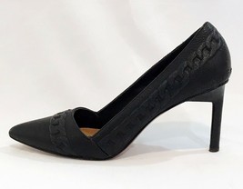 Rachel Zoe Pumps Kenley Chain Link Matte Black Goatskin Leather Shoes si... - $42.98