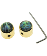 Gold Set of 2 Abalone Top Guitar Knobs Dome Knobs Bass Knob with Set Scr... - £18.03 GBP