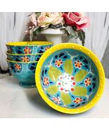 Luxury Ottoman Style Textured Dining Bowls Set of 4 Ocean Blue Tapestry ... - $727.35 MXN