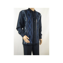 Men Silversilk 2pc Fancy walking leisure suit Italian woven knits 4407 Navy Blue image 8