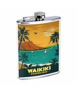 Waikiki Hawaii Em1 Flask 8oz Stainless Steel Hip Drinking Whiskey - $23.53 CAD