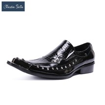 Business Style Rivets Men Dress Shoes Fashion Man Leather Shoes Social Sapato Ma - £187.04 GBP