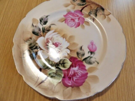 Lefton China Vintage Japan Heritage Floral Roses Plate #2222 FL Hand Painted - £8.20 GBP