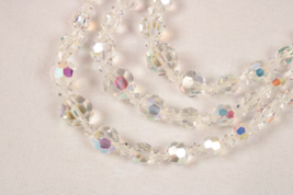 Vintage 50s AB Crystal Choker 3 Strand Necklace Graduated Stones WOW - £18.66 GBP
