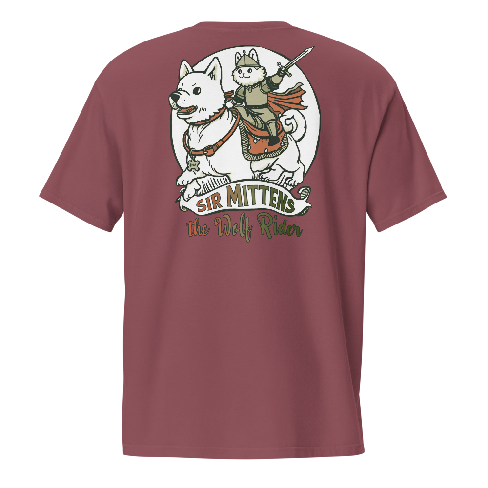 Unisex Garment-Dyed Pocket T-Shirt – Sir Mittens Back Print (Brick) Item image 2