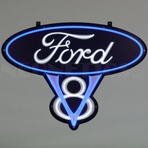 Ford V8 Neon Sign Ford Licensed LED Flex Neon Light in Steel Can 29FV8BW - $499.99