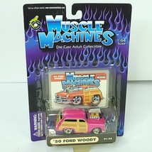 Muscle Machines &#39;50 Ford Woody Wagon Die Cast Pink Car 2001 Funline NEW - $18.80