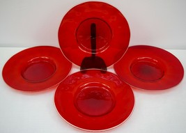 Set 4 Salviati Venetian Ruby Red Murano Glass Aventurine Gold Flecks Plates 9&quot; - £223.81 GBP