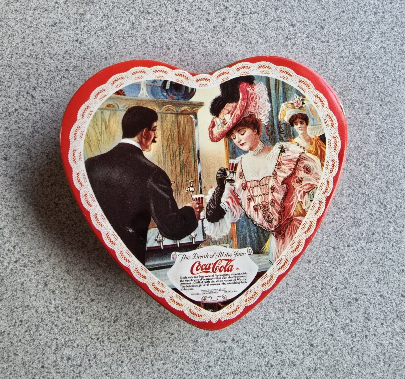 Vintage 1995 Coca-Cola Advertising Heart Shaped Tin - $7.70