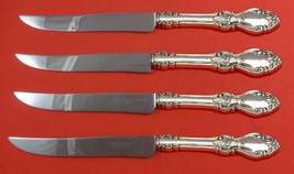 An item in the Antiques category: Old Virginia by Reed and Barton Sterling Steak Knife Set 4pc Texas Sized Custom