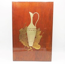 MCM Heygill Imports Rosewood with Inlay Pitcher and Fruits Wall Hanging - £34.82 GBP