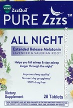 Vicks Pure Zzzs All Night Extended Release 28 tablets each 8/2025 FRESH! - £10.23 GBP