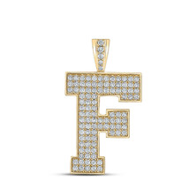 10kt Yellow Gold Mens Round Diamond F Initial Letter Charm Pendant 1-3/4 Cttw - £1,378.95 GBP