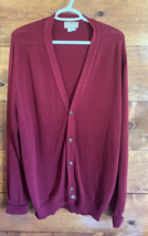L.L. Bean Men’s Large Tall Cardigan Sweater Burgundy Mr Rodgers Button C... - $37.59