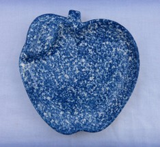 Los Angeles Potteries Blue Sponge Pattern Apple Trinket Dish - £7.87 GBP