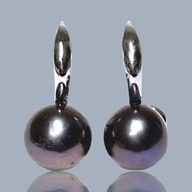 Delicate 10 - 10.5mm Edison Natural Purple Black Pinkish Pearl Clip-On Earrings - $84.14