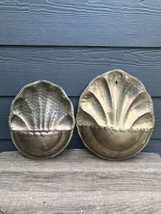 Vintage Wall Pocket Scalloped Hanging Planter Shell Fans x2 SNK Ent Bras... - $26.17