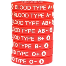 Two (2) Blood Type Silicone Wristband Bracelets - Pick A+ A- B+ B- AB+ AB- O+ O- - £6.96 GBP