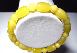 7&quot; Natural Amber Stone  Bead Bracelet Elastic Stretch Bangle Bracelets 7GR. - £85.18 GBP