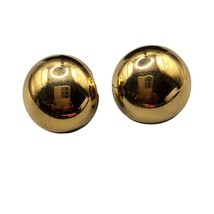 Small Signed Monet Earrings Button Dome Shaped Studs Gold Tone Vintage Fashion - £9.43 GBP