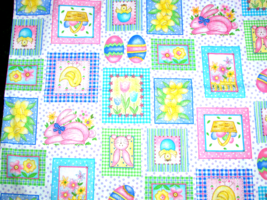 EASTER FABRIC juvenile icons w/pastel colors 44&quot; wide, 2 yds (sew rm #3) - $11.88