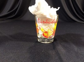 Vintage Barbados Shot Glass Collectible 2-1/4&quot; Yellow Red - $9.99