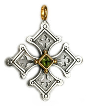  Gerochristo 5057 - Solid 18K Gold &amp; Sterling Silver Coptic Cross Pendant  - £439.64 GBP