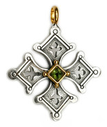  Gerochristo 5057 - Solid 18K Gold &amp; Sterling Silver Coptic Cross Pendant  - £432.64 GBP