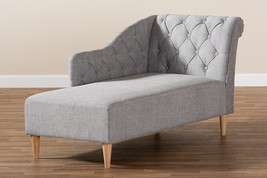 Anabella Gray Fabric Upholstered Oak Finished Chaise Lounge - $7,773.15 MXN