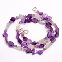 Amethyst Rutile Quartz Smooth Beads Necklace 4-11 mm 18&quot; UB-8545 - £7.67 GBP