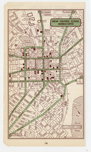 1951 Original Vintage Map Of New Haven Connecticut Downtown Business Center - £15.32 GBP