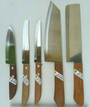 5pcs Thai KIWI Brand Knives Wood Handle Kitchen Blade Stainless - ( #172 Set ) - £26.45 GBP