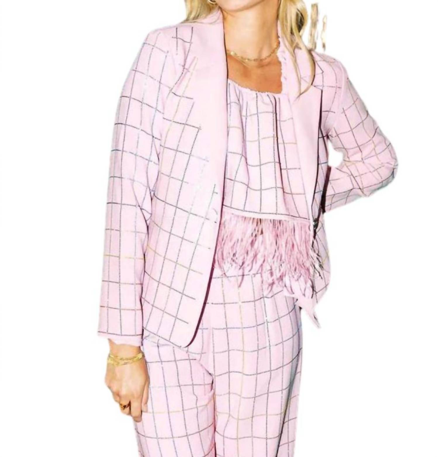 Queen Of Sparkles plaid blazer in Pink - size S