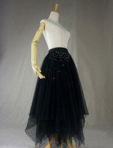 Black Layered Tulle Skirt Outfit Women Plus Size A-line Long Tulle Skirt image 2