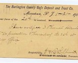 Burlington County Safe Deposit and Trust Co Postcard 1905 Moorestown New... - $17.82