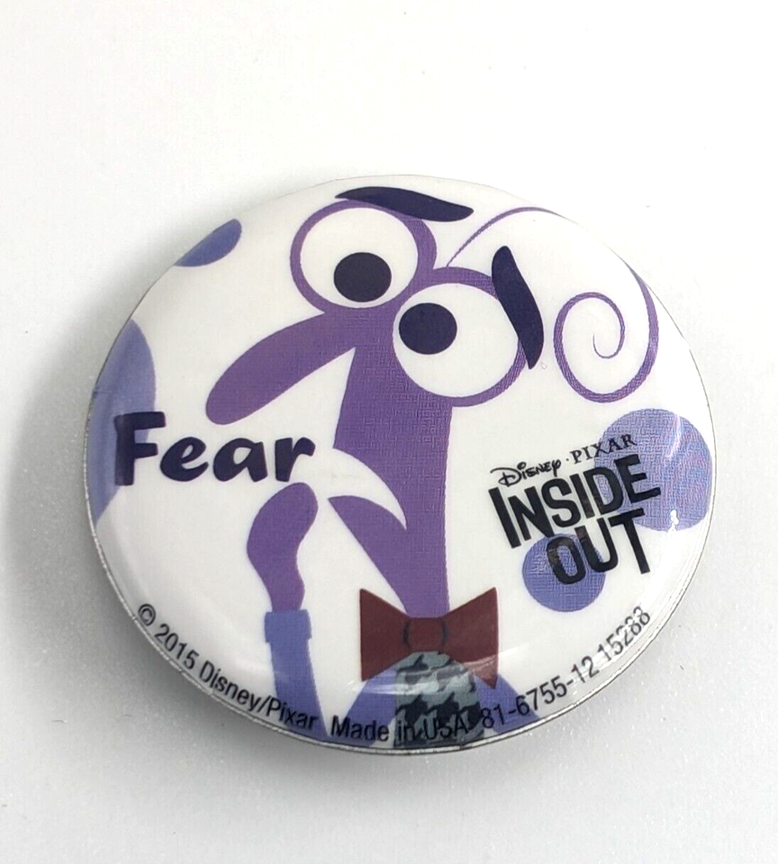 2015 Disney Pixar Fear Inside Out Emotional Character Button Pin Film Pr... - $9.99