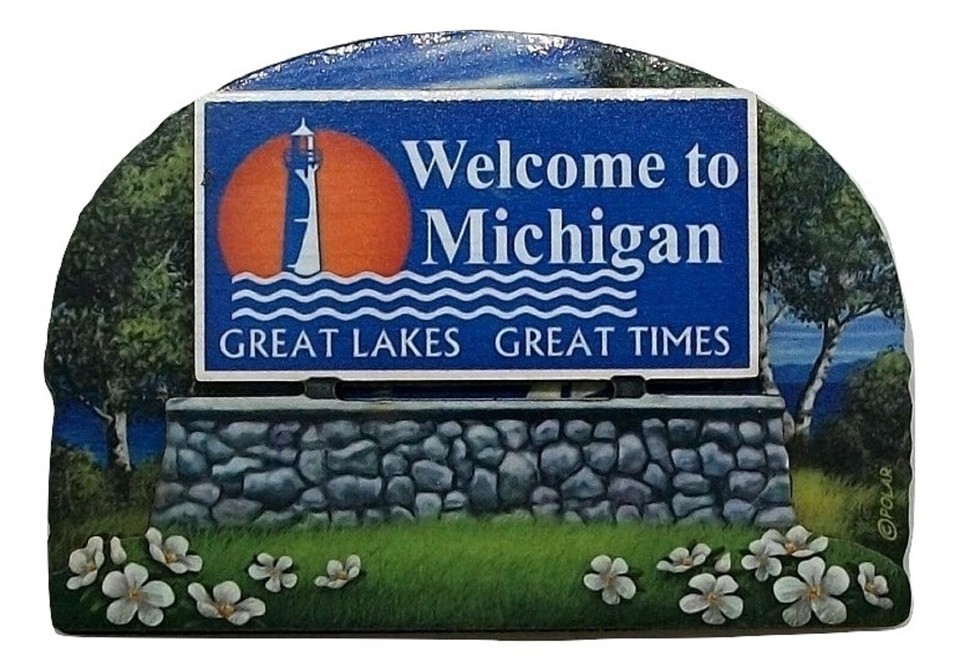 Michigan State Welcome Sign Artwood Fridge Magnet - $7.49