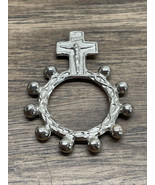 FINGER RING ROSARY SILVER TONE INRI CATHOLIC PRAYER CRUCIFIX KG JD - $13.56 CAD