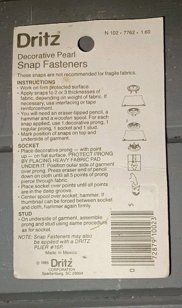 Dritz Pearl Snap Fasteners Size 16 7/16" Pack of 4 #17-R Item image 2