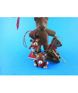 4 wooden brown bears ornaments 1.5&quot; to 4&quot; Vintage Wooden Christmas Ornam... - $8.90