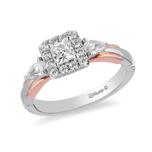 Enchanted Disney Snow White 1.3 CT Princess Diamond Frame Engagement Silver Ring - £89.52 GBP